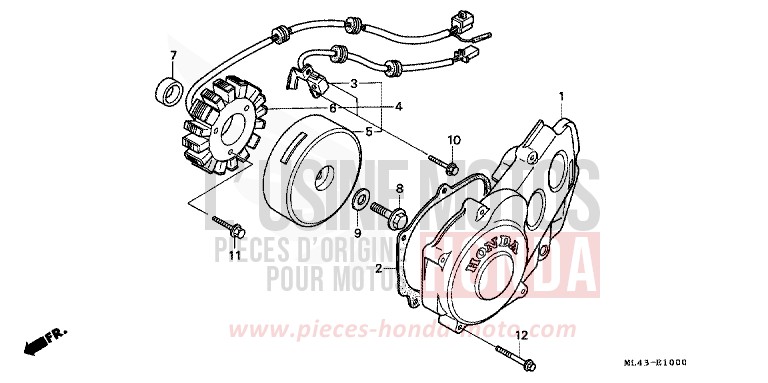 KURBELGEHAEUSEDECKEL, L./ GENERATOR von CB1300 Super Bold'or ABS CANDY ALAMOANA RED-U (R124) von 1986